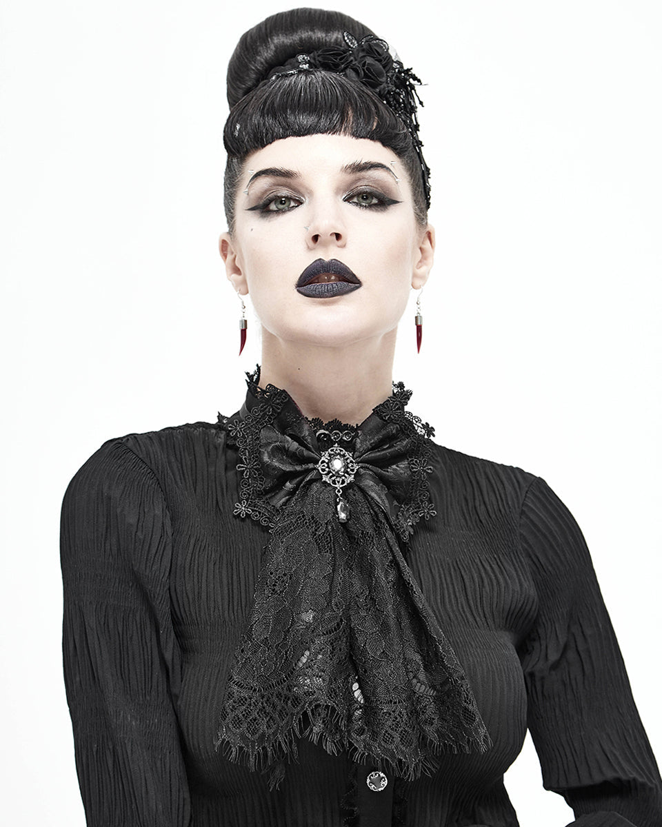 Lace Bow Jewel Cravat