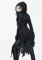 Shredded Long Hooded Cardigan