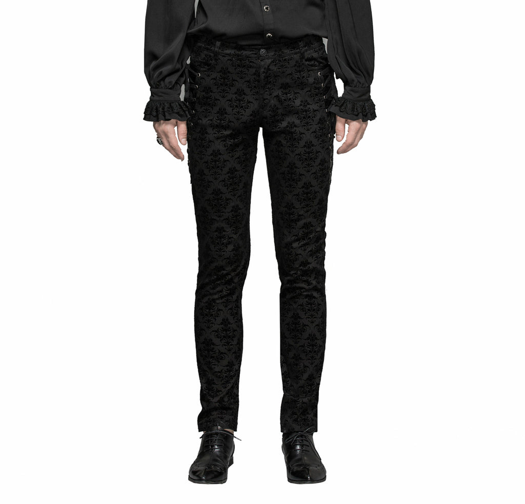 Gothic Patterned Side Lace Up Trousers