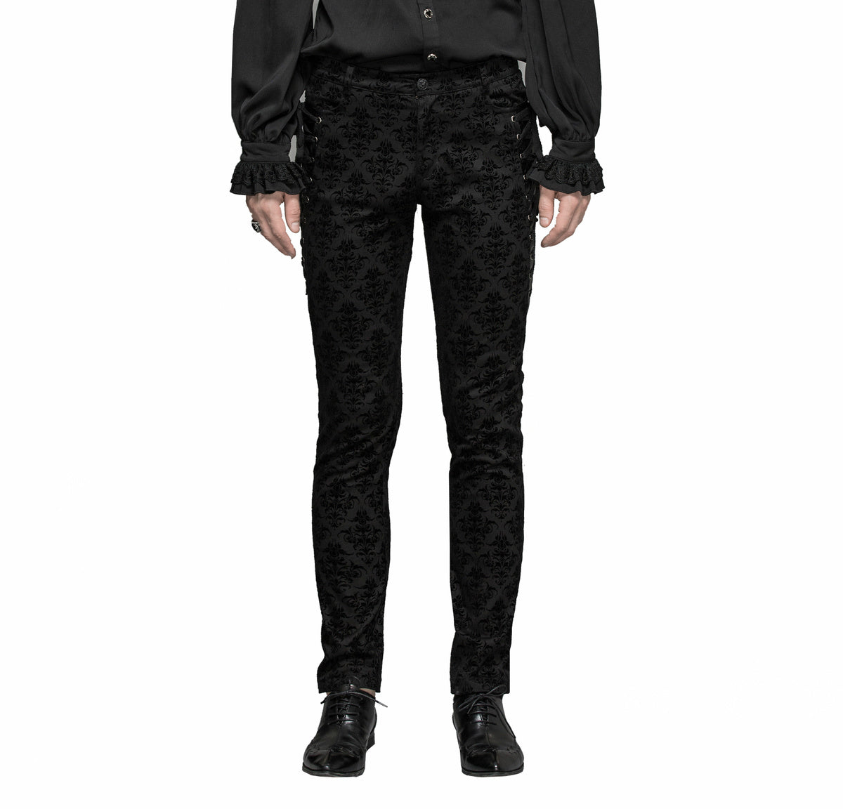 Gothic Patterned Side Lace Up Trousers