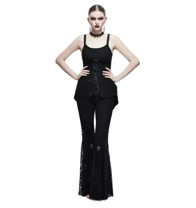 Bell Bottom Mini Crucifix Lace Trousers