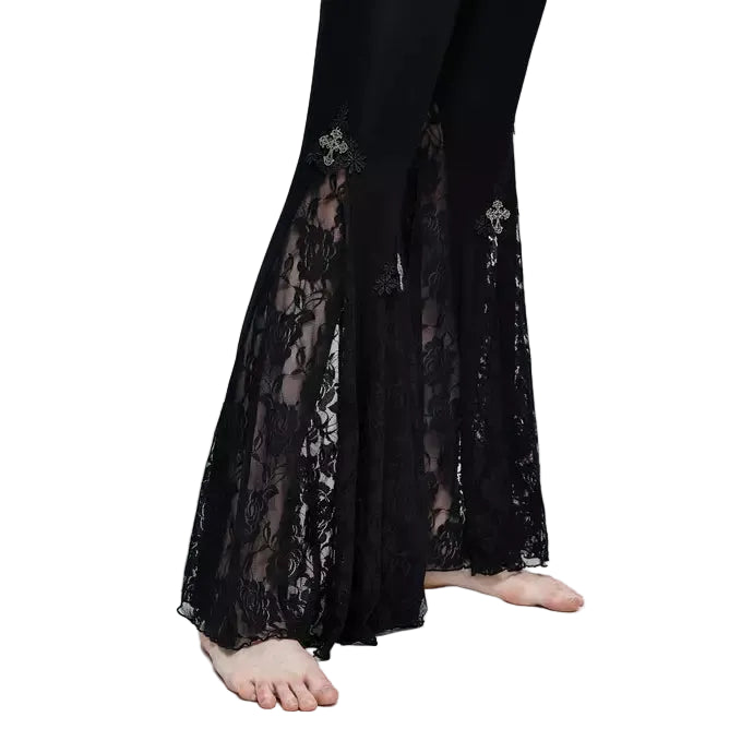 Bell Bottom Mini Crucifix Lace Trousers