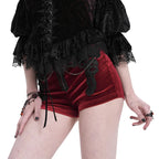 Red Velvet Zip Chain Hot Pants