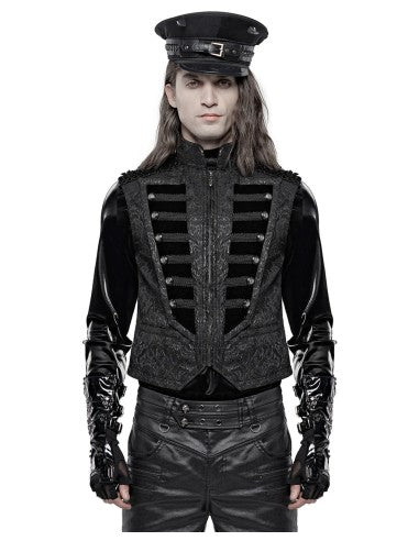 Black Ribcage Style Button Waistcoat