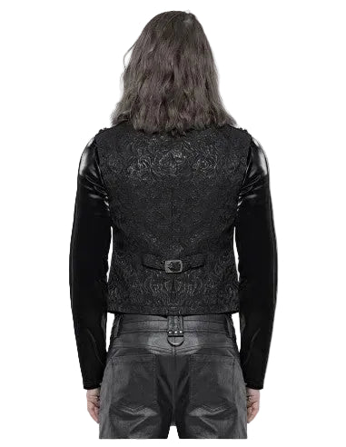 Black Ribcage Style Button Waistcoat