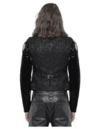 Black Ribcage Style Button Waistcoat