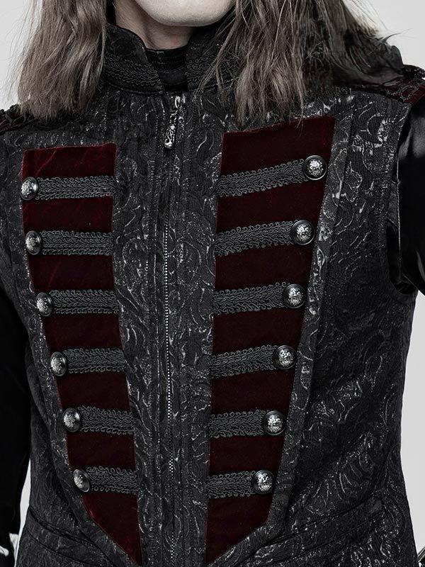 Red Ribcage Style Button Waistcoat