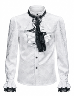 White Paisley Jacquard Shirt With Cravat