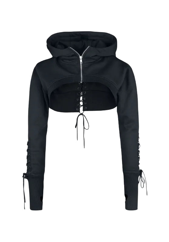 Hooded Lace Up Bolero Jacket