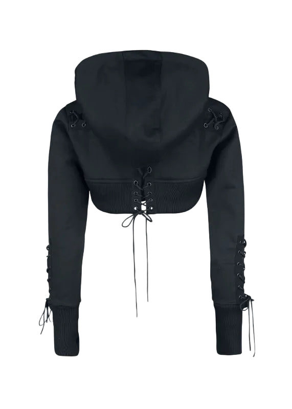 Hooded Lace Up Bolero Jacket