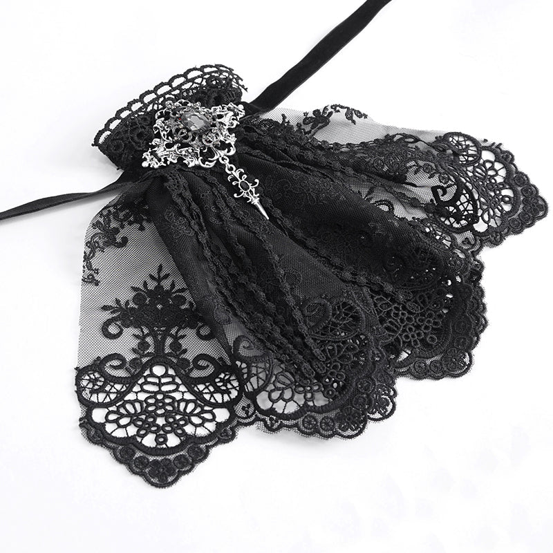 Lace Cravat With Jewel Broach