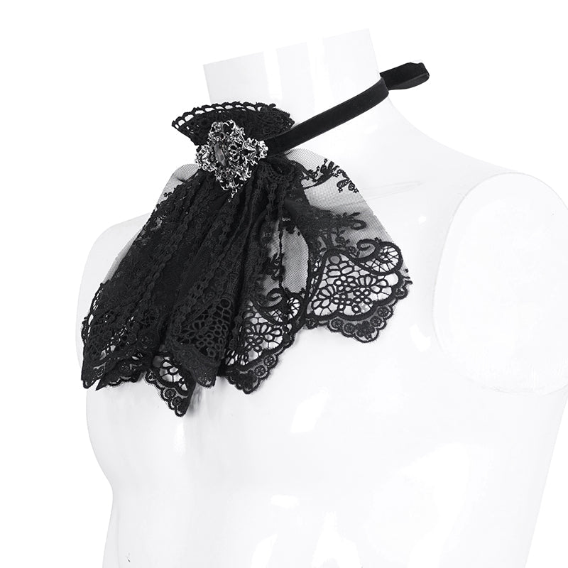 Lace Cravat With Jewel Broach