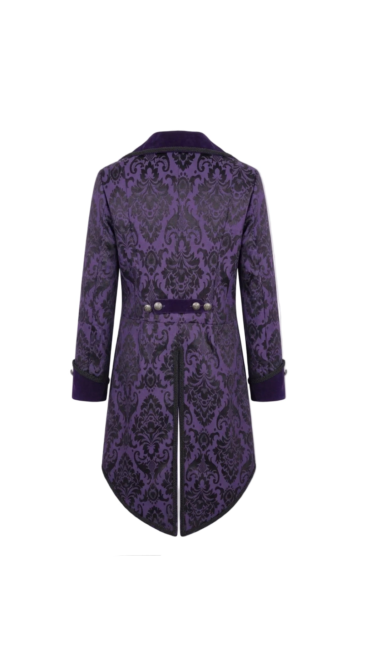 Purple Patterned Button Tailcoat Jacket