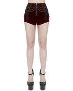 Red Velvet Zip Chain Hot Pants
