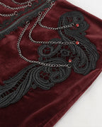 Red Velvet Zip Chain Hot Pants