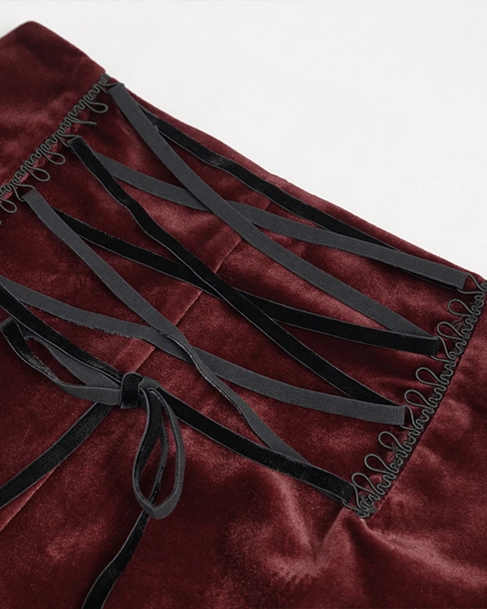 Red Velvet Zip Chain Hot Pants
