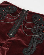 Red Velvet Zip Chain Hot Pants