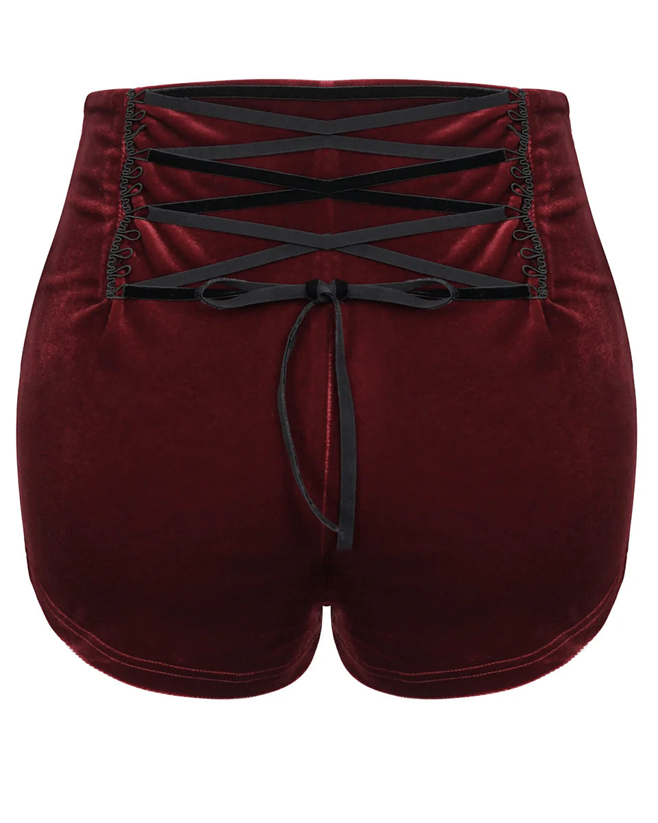 Red Velvet Zip Chain Hot Pants